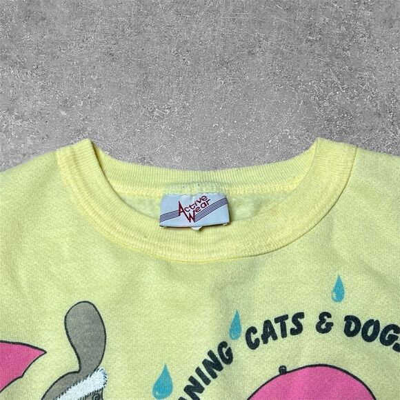 American Vintage 80s Raining Cats & Dogs Sweatshirt Oversized - Picture 3 of 5